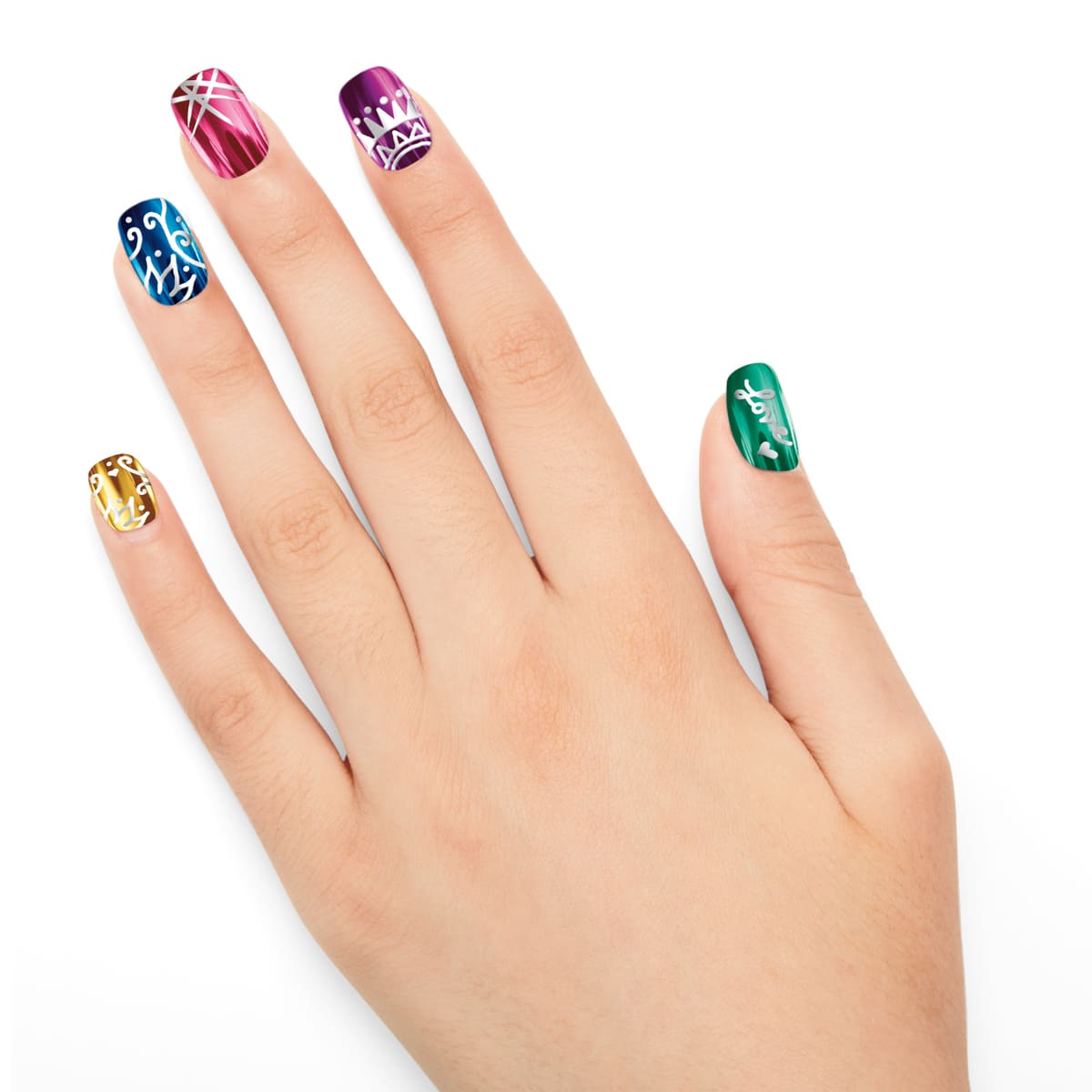 Shimmer And Sparkle Metallic Rainbow Nail Art Ruz image number null