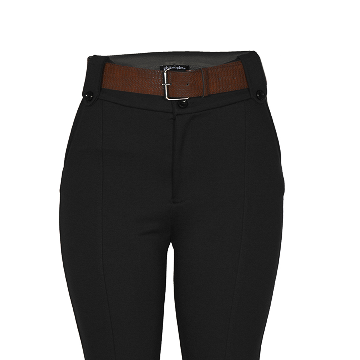 Pantal&oacute;n Recto con Cintur&oacute;n Philosophy Color Negro Talla Extra Grande para Mujer image number null