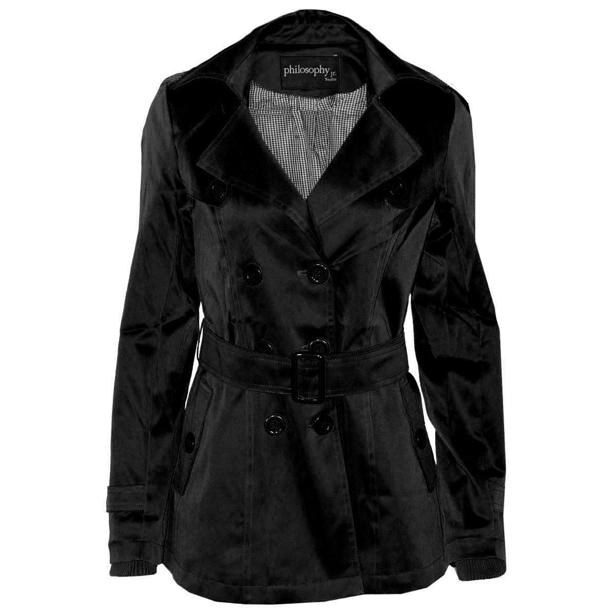 Gabardina Philosophy con cintur&oacute;n para mujer talla chica image number null