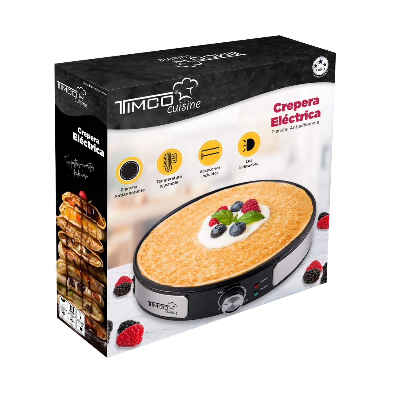 TIMCO Crepera Eléctrica de 31 cm con Regulador de Temperatura image number null