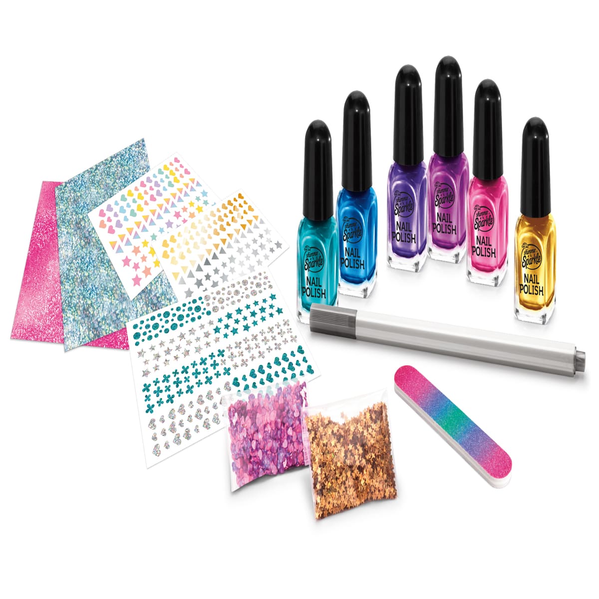 Shimmer And Sparkle Metallic Rainbow Nail Art Ruz image number null