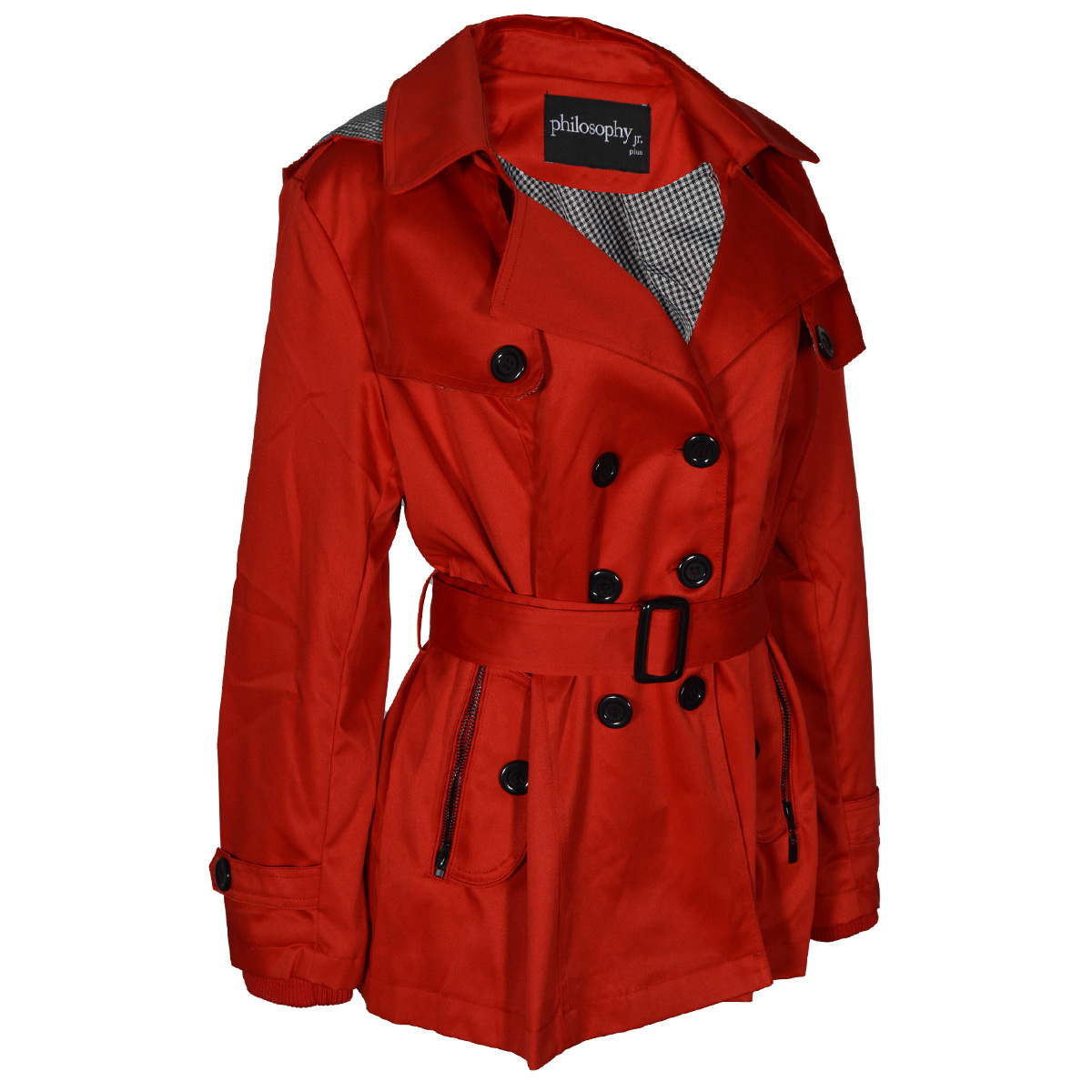 Gabardina Lisa con Cintur&oacute;n Philosophy Jr Plus Talla 1X para Mujer image number null