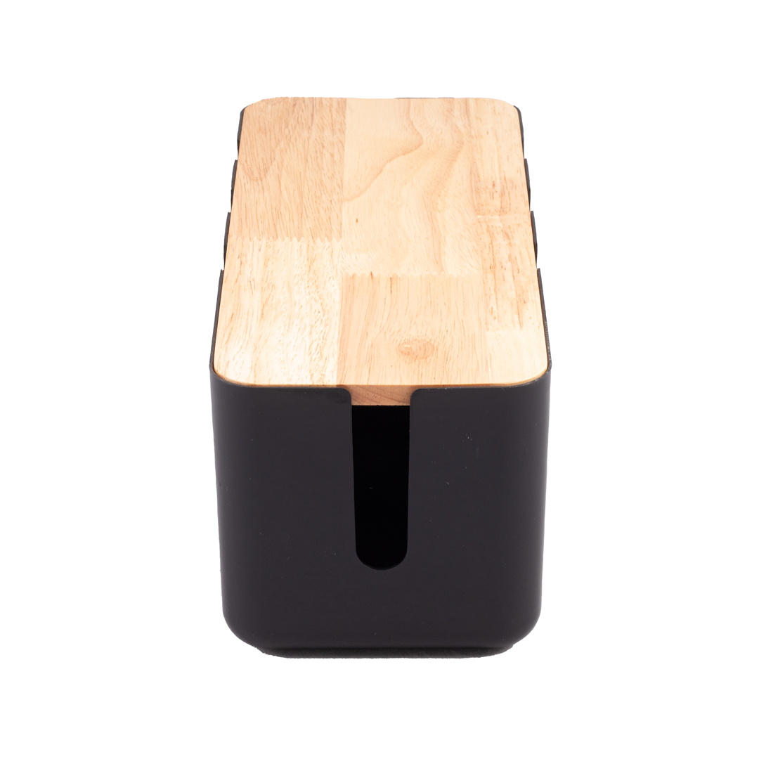 Home Nature Caja organizadora de cables hecha de plástico con tapa de madera image number null