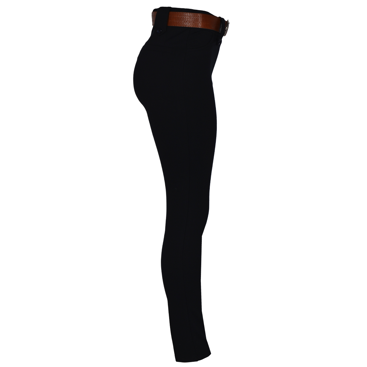 Pantalón Recto con Cinturón Philosophy Color Negro Talla Chica para Mujer image number null
