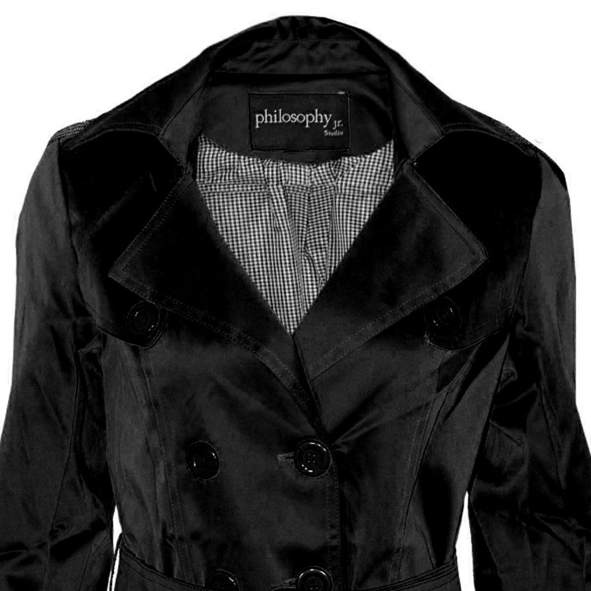 Gabardina Philosophy con cintur&oacute;n para mujer talla chica image number null