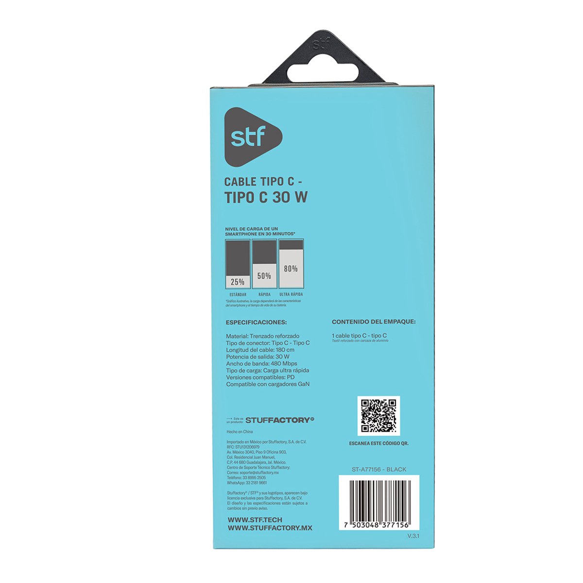 Cable Tipo C a Tipo C 30W image number null