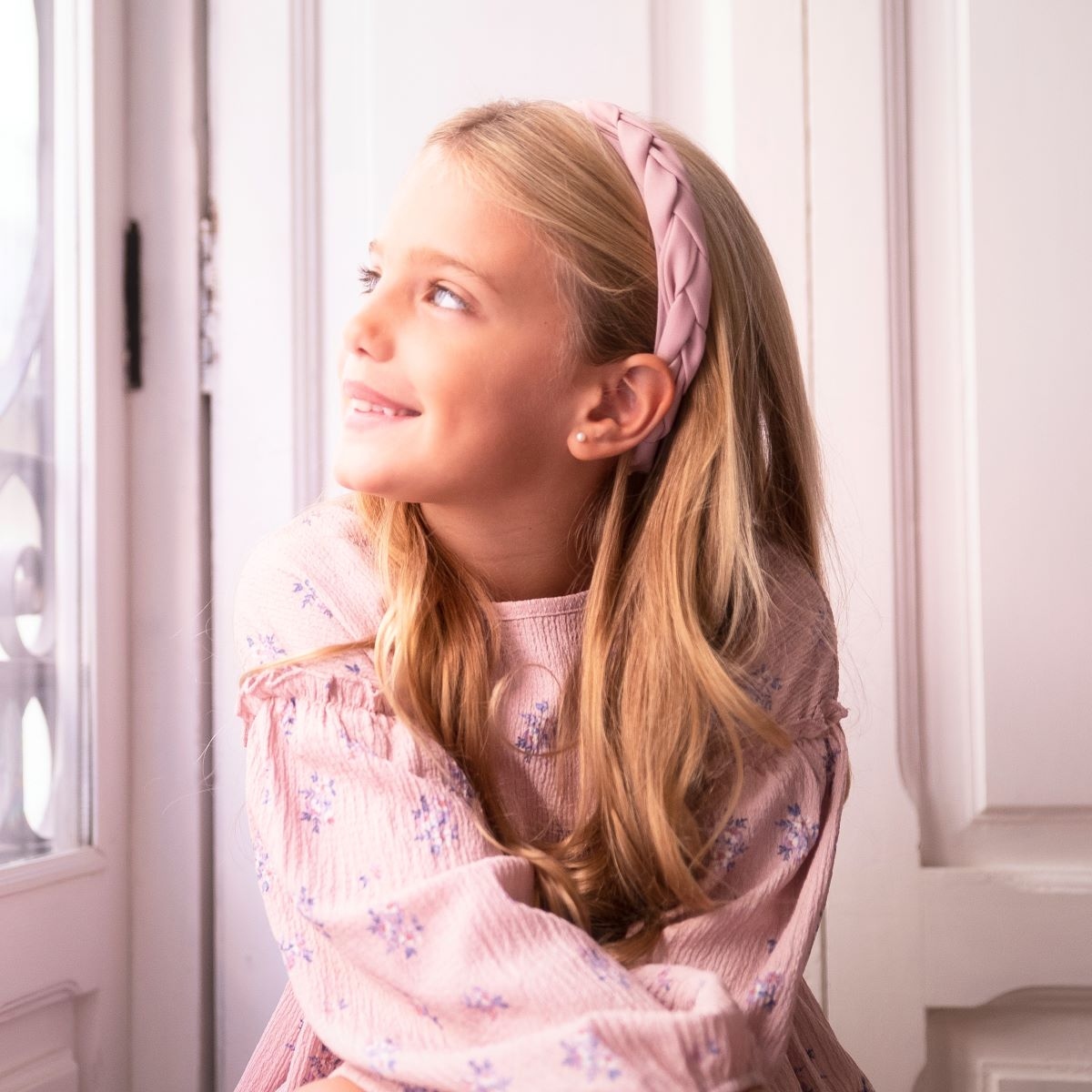 Diadema Infantil Rosa Trenzada Ponette image number null