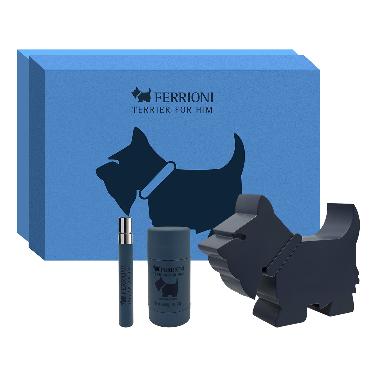 Estuche Ferrioni Terrier for Him Eau de Parfum 90 ml +  Eau de Parfum 10 ml + Deo 78 gr para Caballero image number null