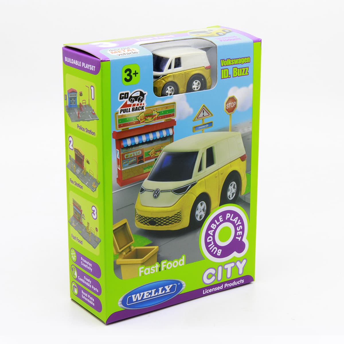 Set Armable WELLY de Estación de Comida Rápida con Vehículo a Escala Volkswagen ID Buzz image number null