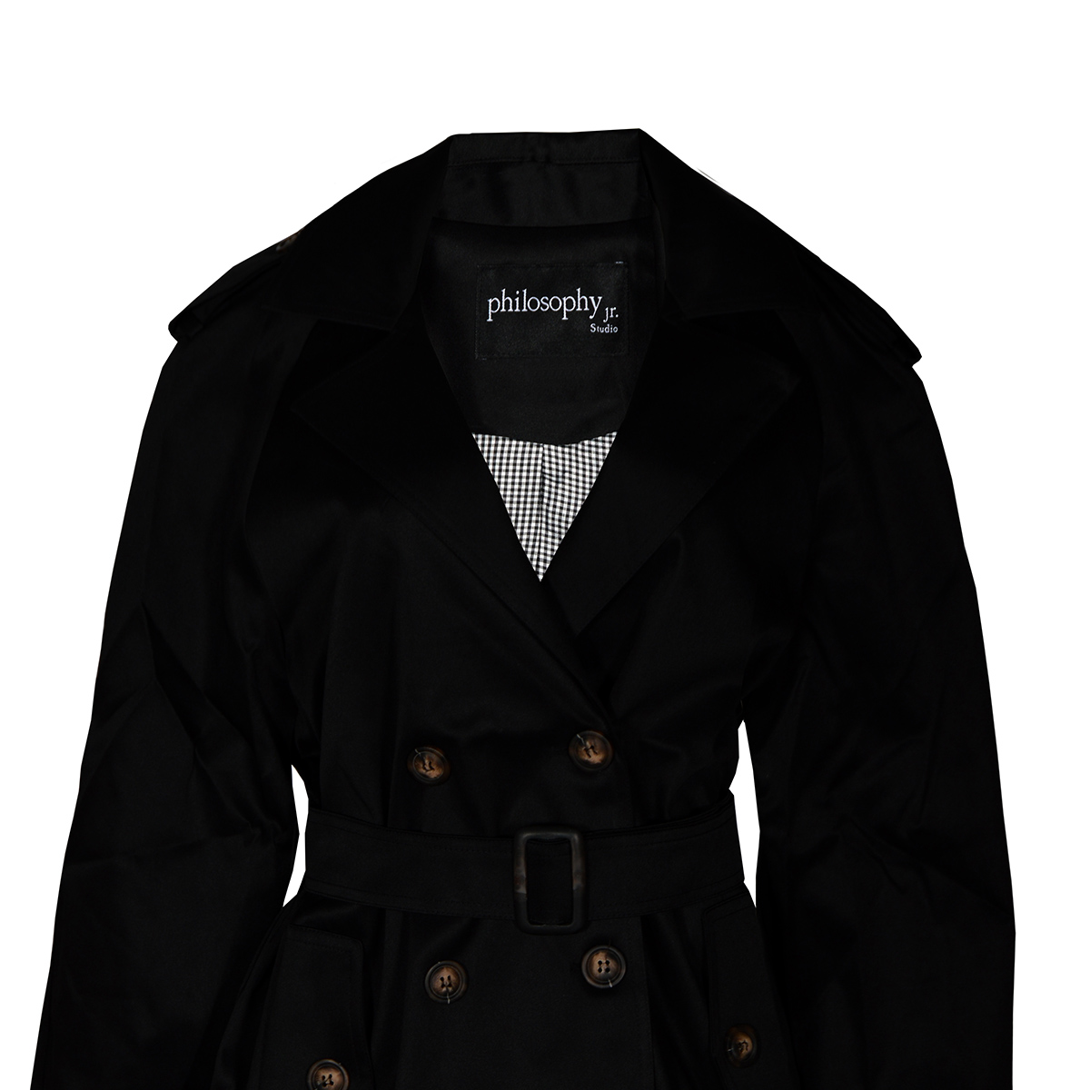 Gabardina con Solapa y Cintur&oacute;n Philosophy Talla Chica para Mujer image number null