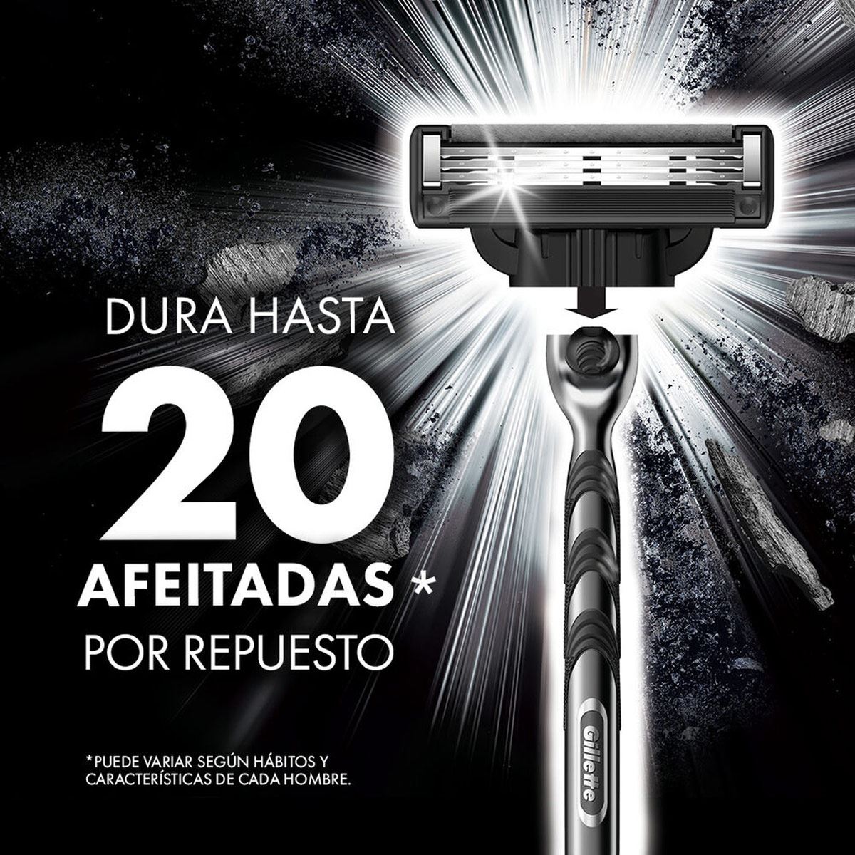 Gillette Mach3 Carbono Rastrillo para Afeitar Reutilizable de 3 hojas 1 unidad image number null