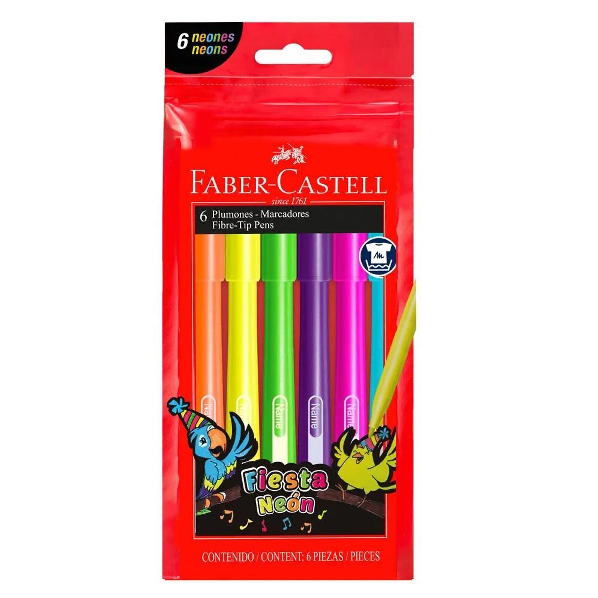 Plumon Fiesta 45 Neón c/ 6 Faber Castell image number null