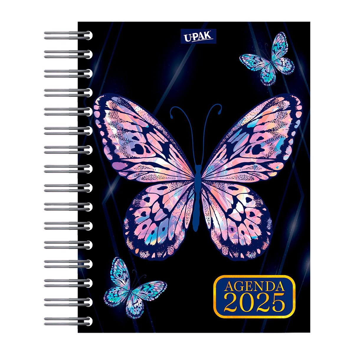 Agenda Deluxe 2025 con Espiral Diseño Mariposas Brillantes Upak image number null