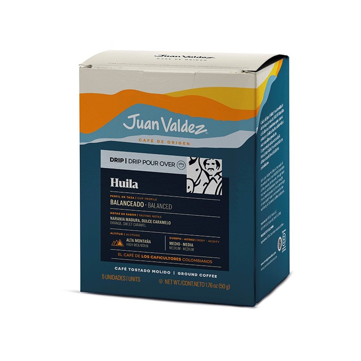 Caf&eacute; Juan Valdez Molido Drip Huila 5 Sobres image number null