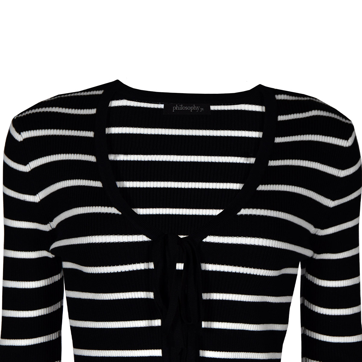 Su&eacute;ter Tejido con Cinta Philosophy Talla Chica Color Negro Combinado para Mujer image number null