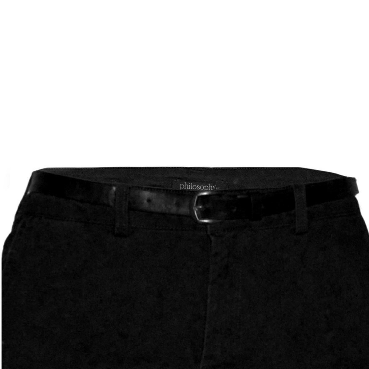 Pantalón liso, recto con cinturón a tono Philosophy talla chica color negro modelo P2287N.. image number null