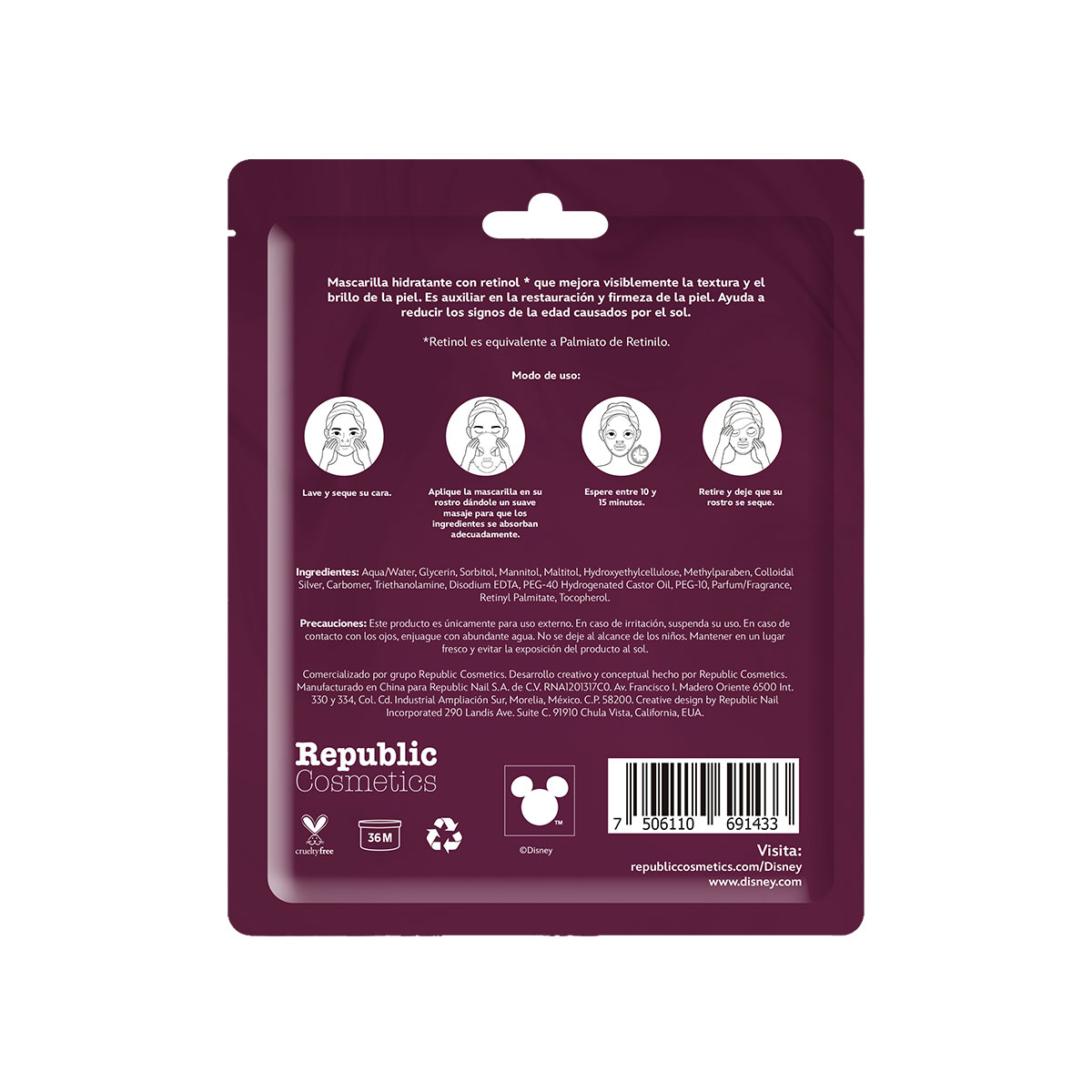 Disney Mascarilla Individual Maléfica Retinol image number null