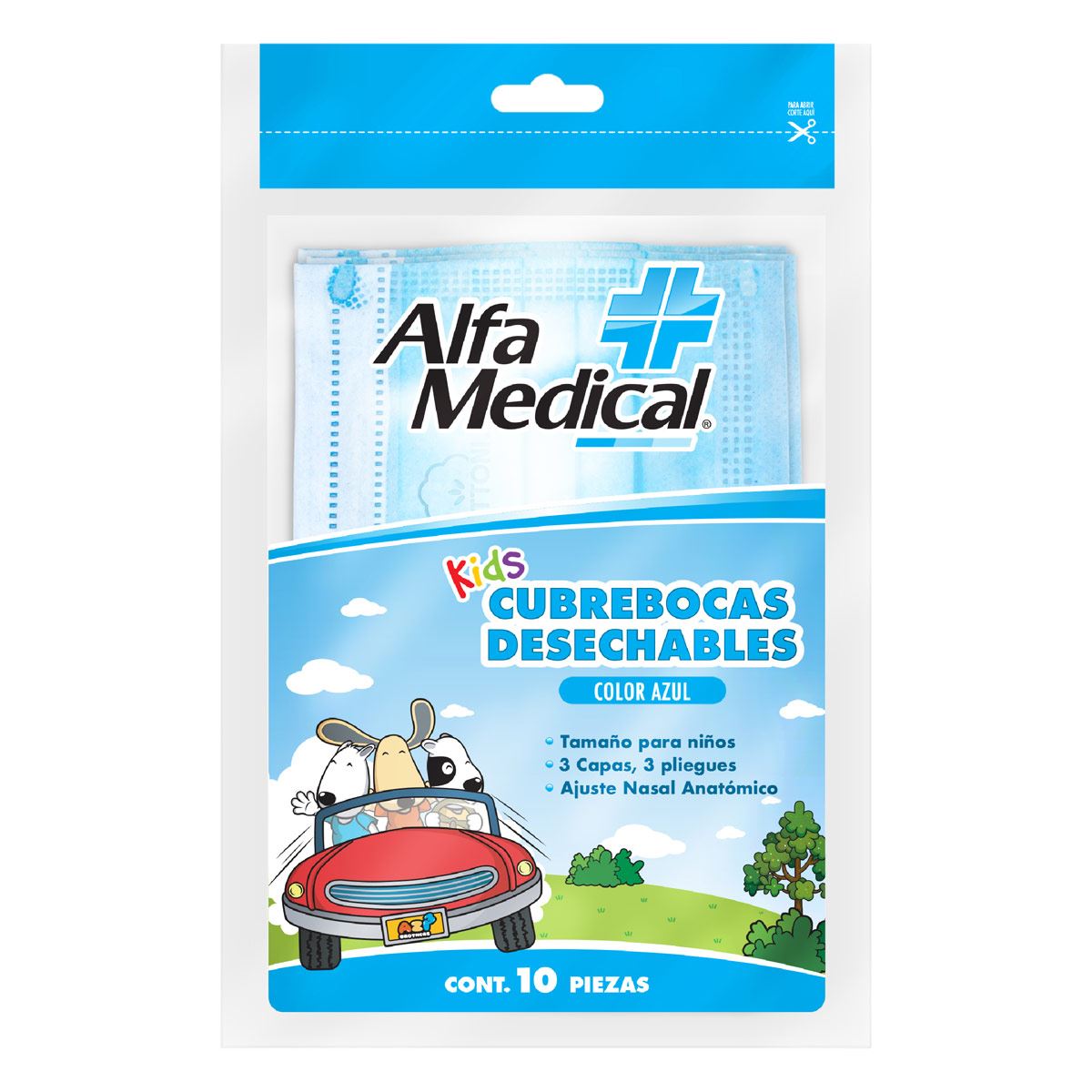 Cubrebocas Kids Color Azul 10pzs image number null