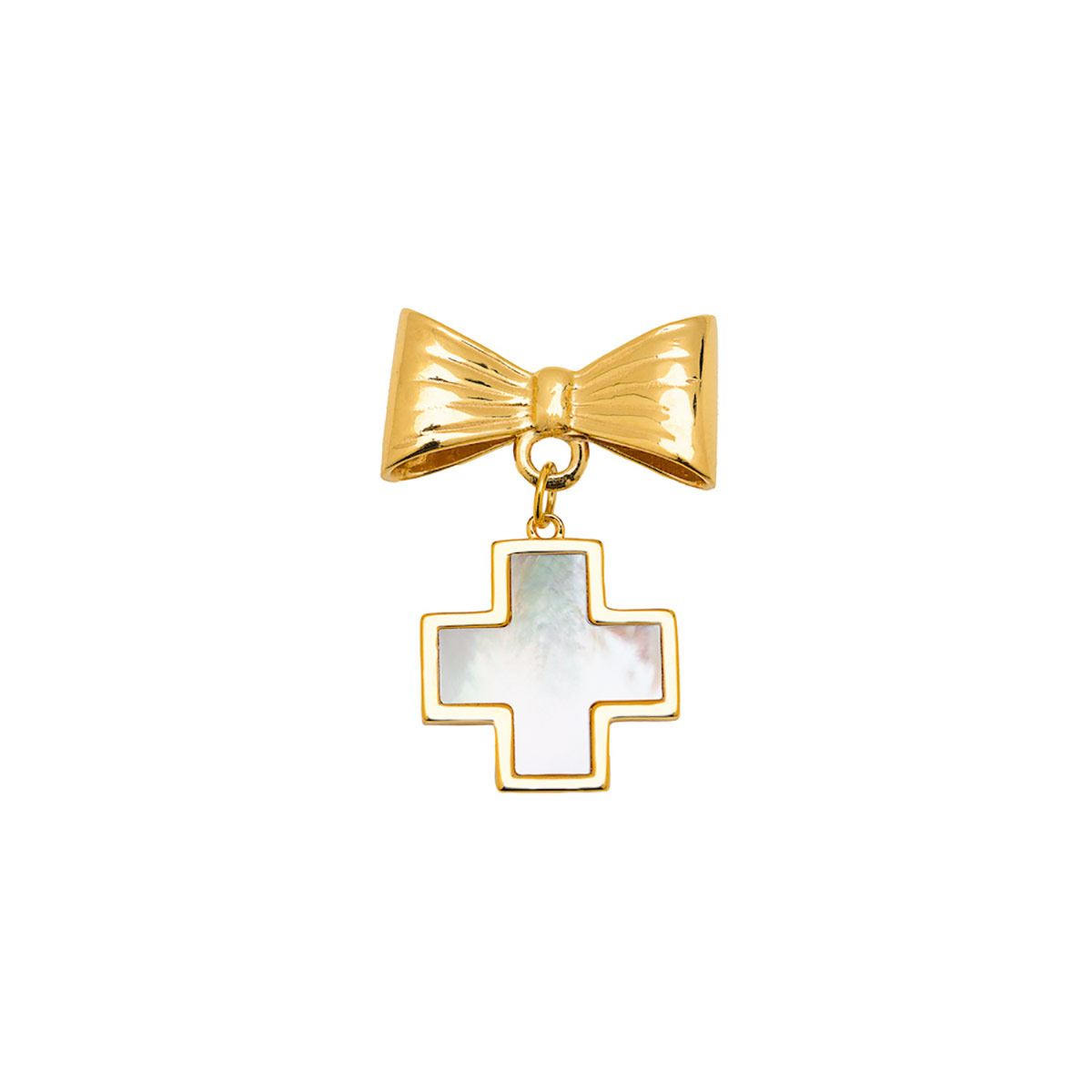 Segurito Cruz madre perla con mo&ntilde;o dorado image number null