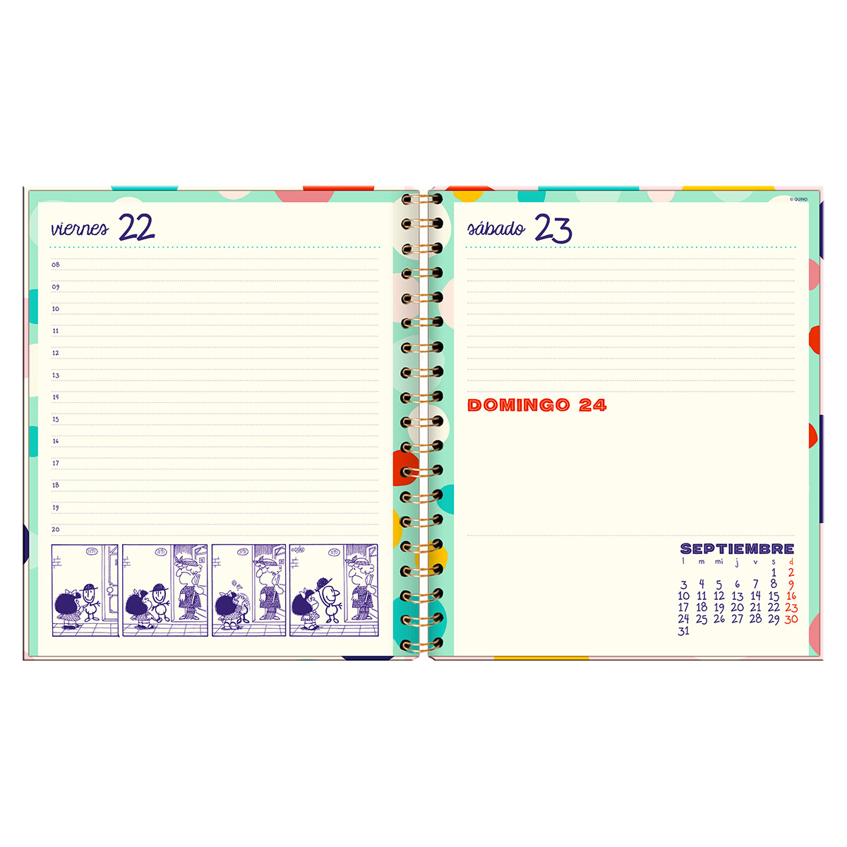 Agenda Diaria con Espiral 2025 Mafalda Premium Paper image number null
