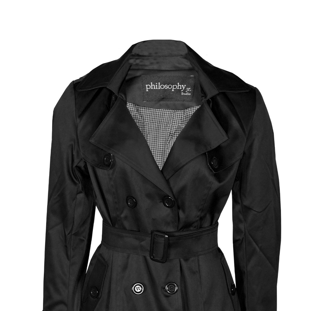 Gabardina Lisa con Cintur&oacute;n y Capucha Philosophy Talla Mediana para Mujer image number null