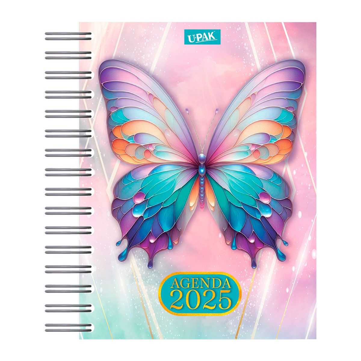 Agenda Deluxe 2025 con Espiral Diseño Mariposas Brillantes Upak image number null