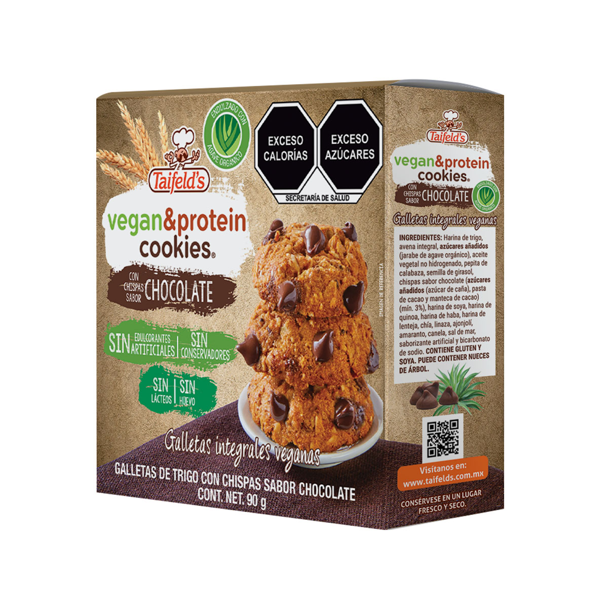 Galletas Integrales Veganas con Chispas de Chocolate 90 g Taifeld&acute;s image number null