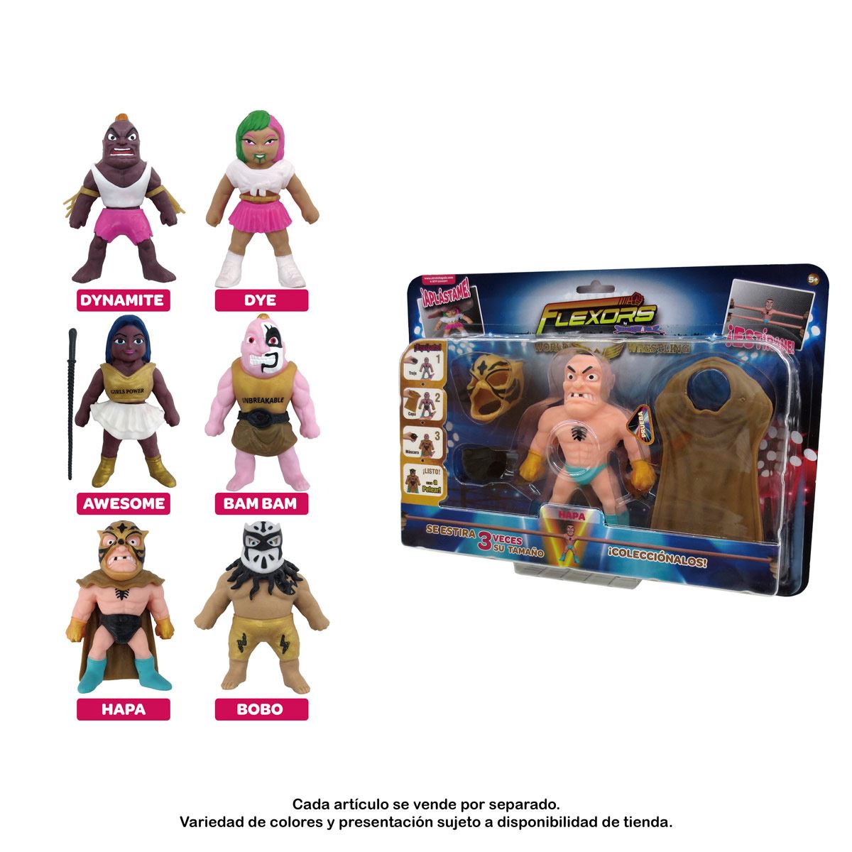 RUZ ACTION FIGURES ASST INFANTIL UNISEX BTF FLEXORS G (WORLD WRESTLING SERIES 6) image number null