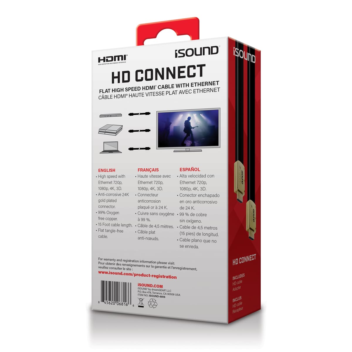 Cable HDMI Isound gamer 4.6M image number null