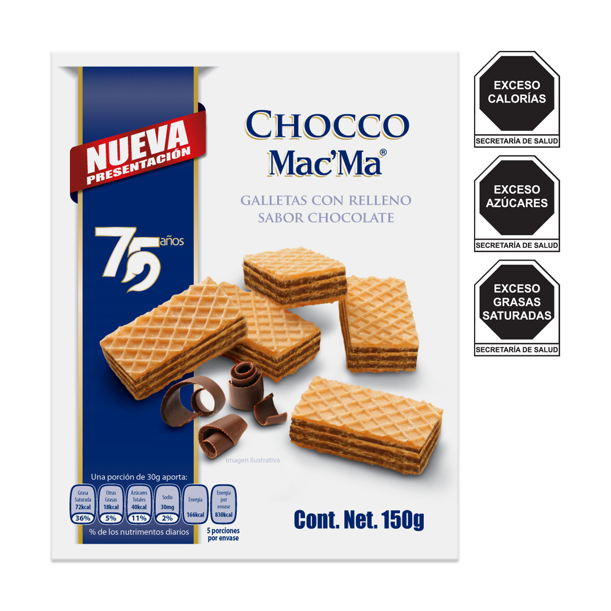 Galletas Wafer con relleno de Chocolate Mac' Ma 150g image number null