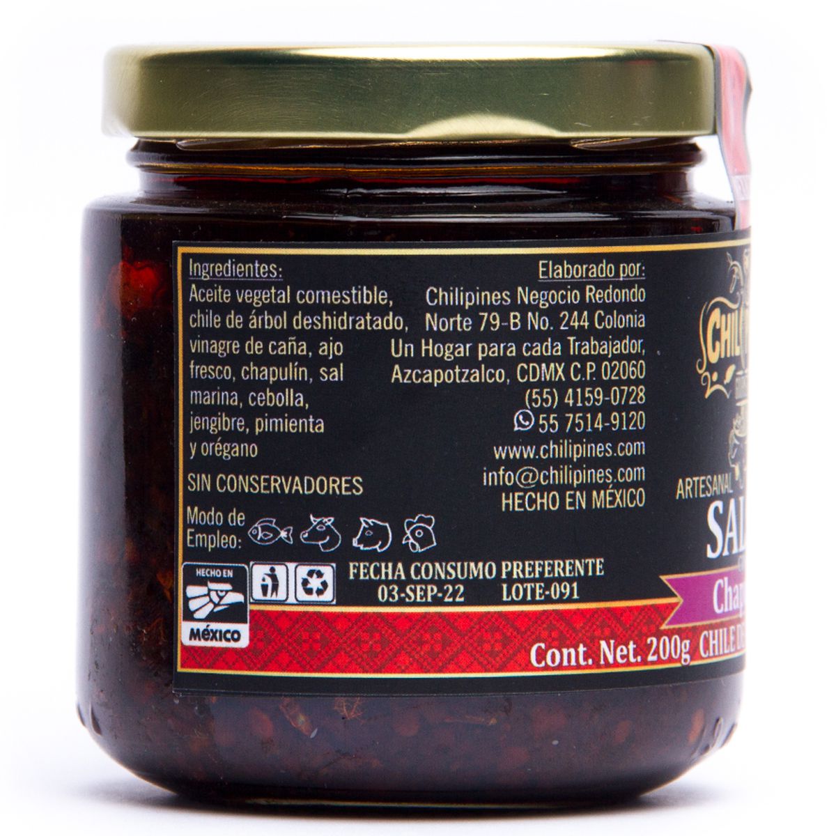 &nbsp;Salsa Con Chapul&iacute;n &Aacute;rbol 200 G Chilipines image number null