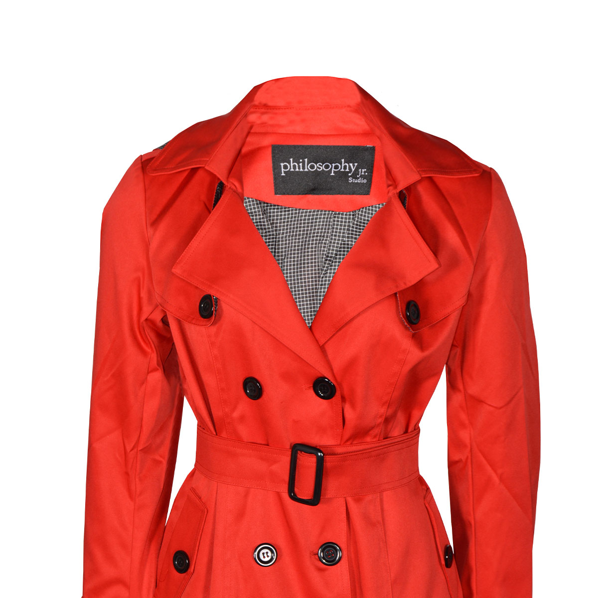 Gabardina Lisa con Cinturón y Capucha Philosophy Talla Grande para Mujer image number null