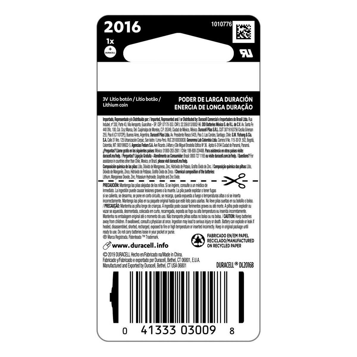 Pila Duracell 2016 C/1 Lithium Coin image number null