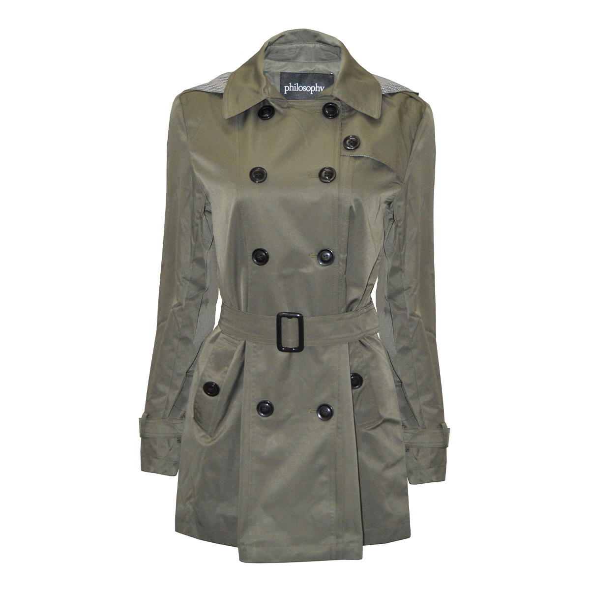 Gabardina con Capucha y Cinturón Philosophy Talla Mediana para Mujer image number null