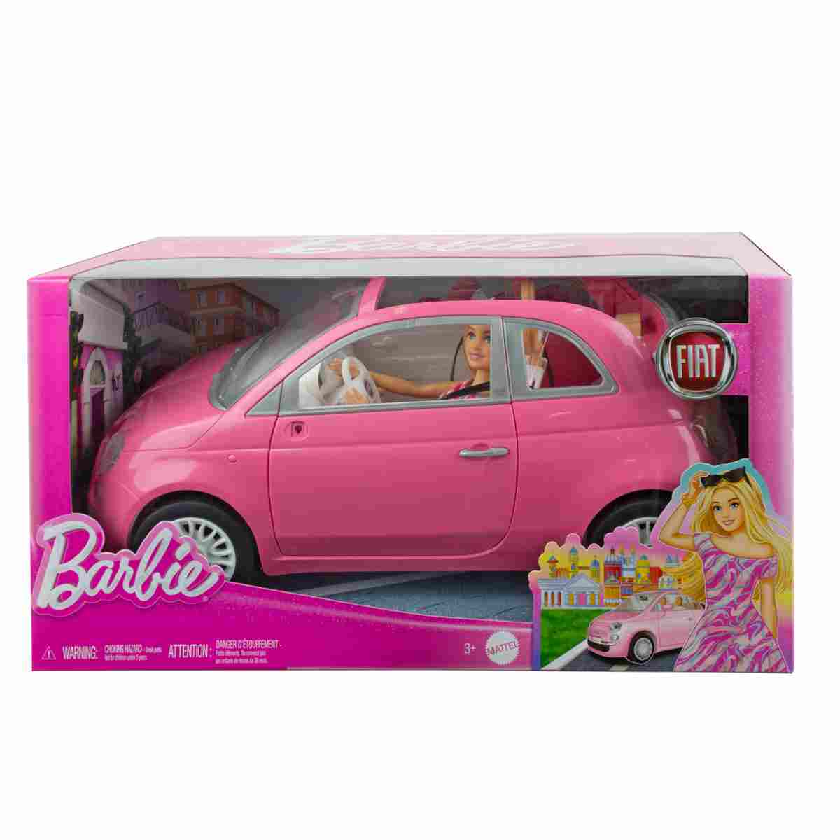 Barbie Veh&iacute;culo Fiat Rosa  y Mu&ntilde;eca image number null