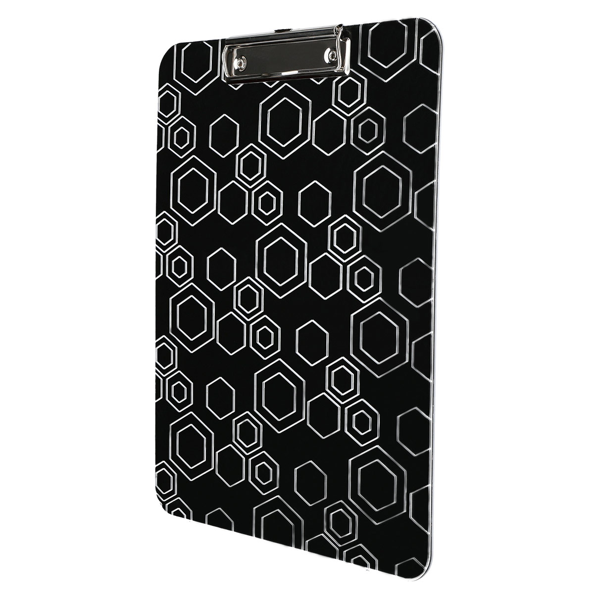 Tabla de Acr&iacute;lico con Clip Rombos Negro Kyma image number null