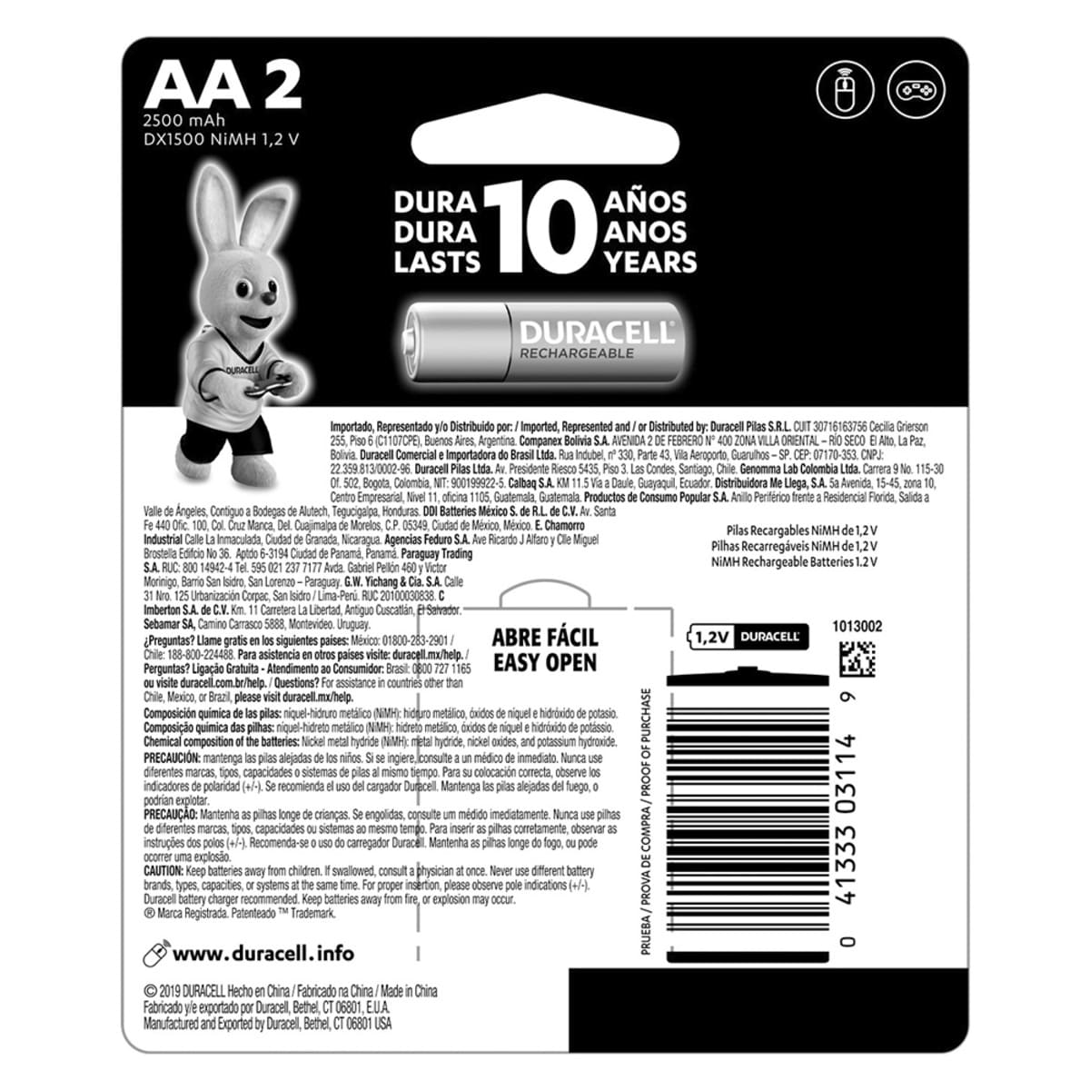 Pila Duracell Recargable AA 2 piezas image number null