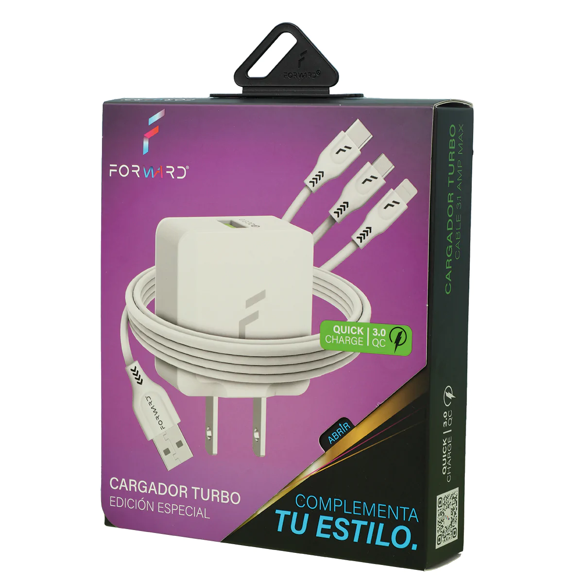 Cargador Forward Turbo con Conector Lightning/Tipo C/Micro USB image number null