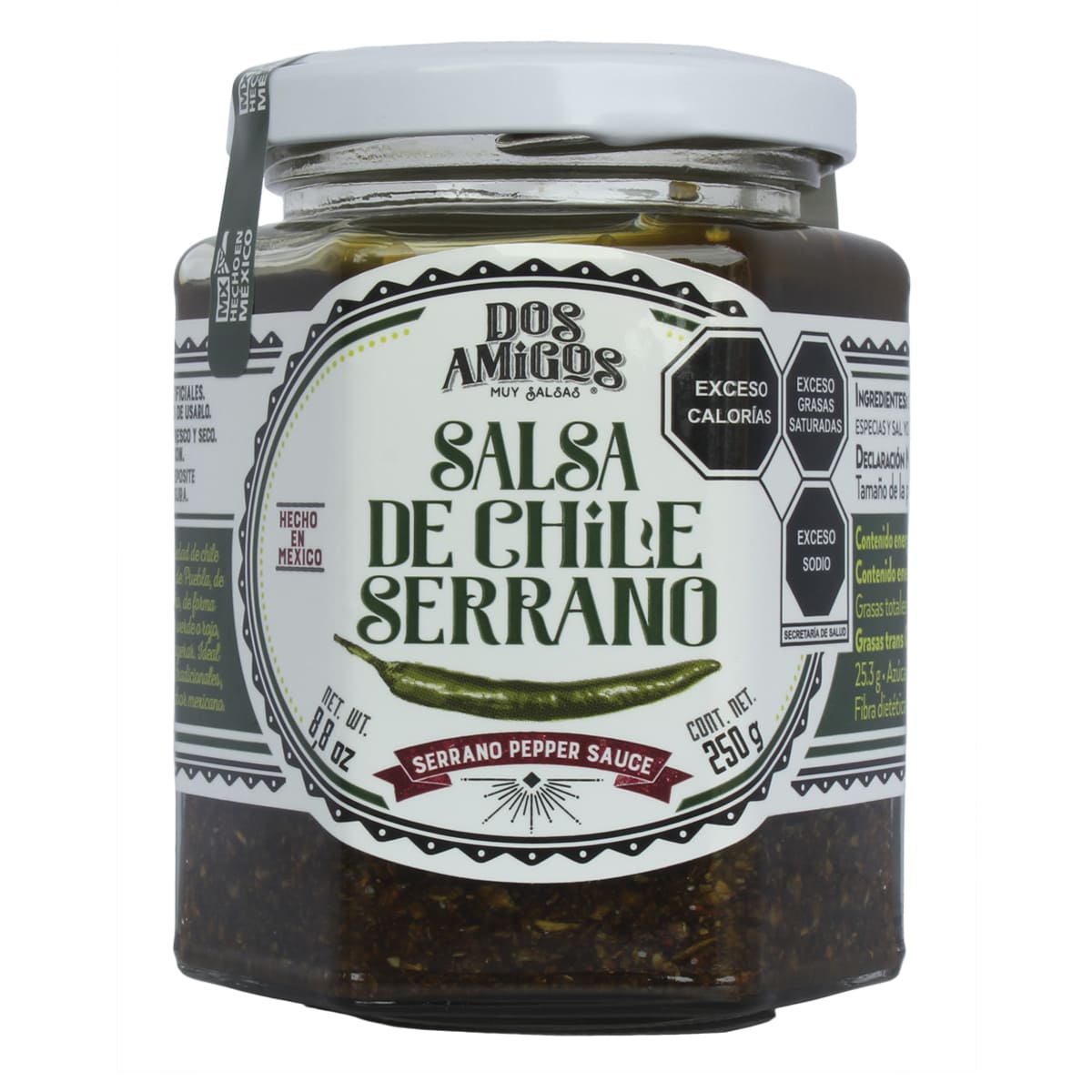 Salsa de Chile Serrano Dos Amigos 250g image number null