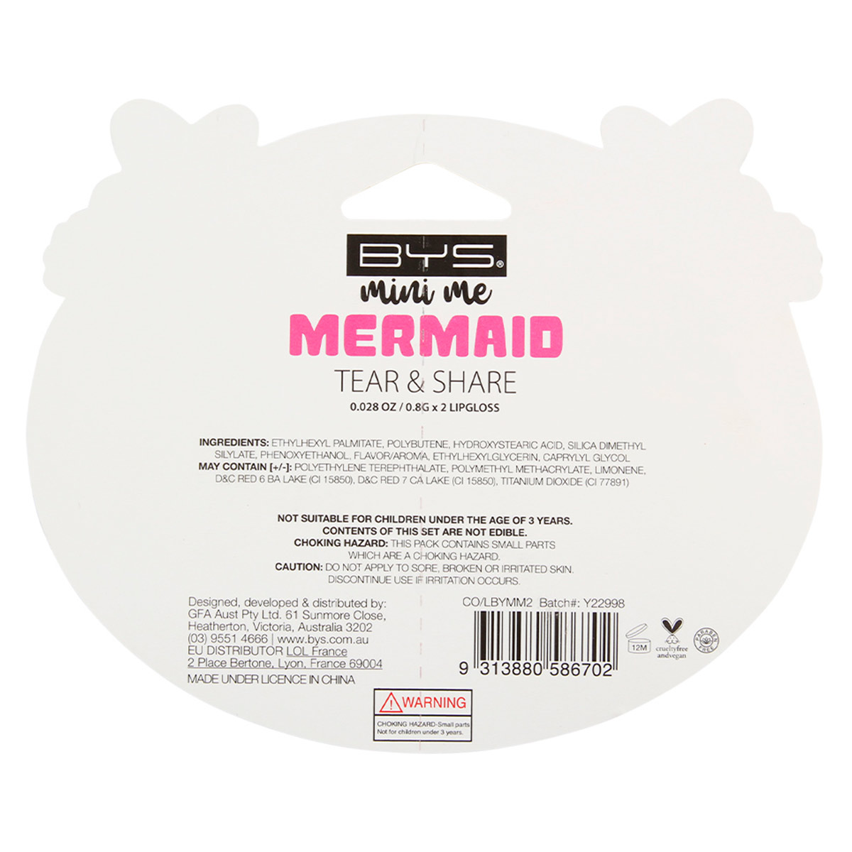 Gloss para Labios 2 Piezas Mermaid Bys Mini Me image number null