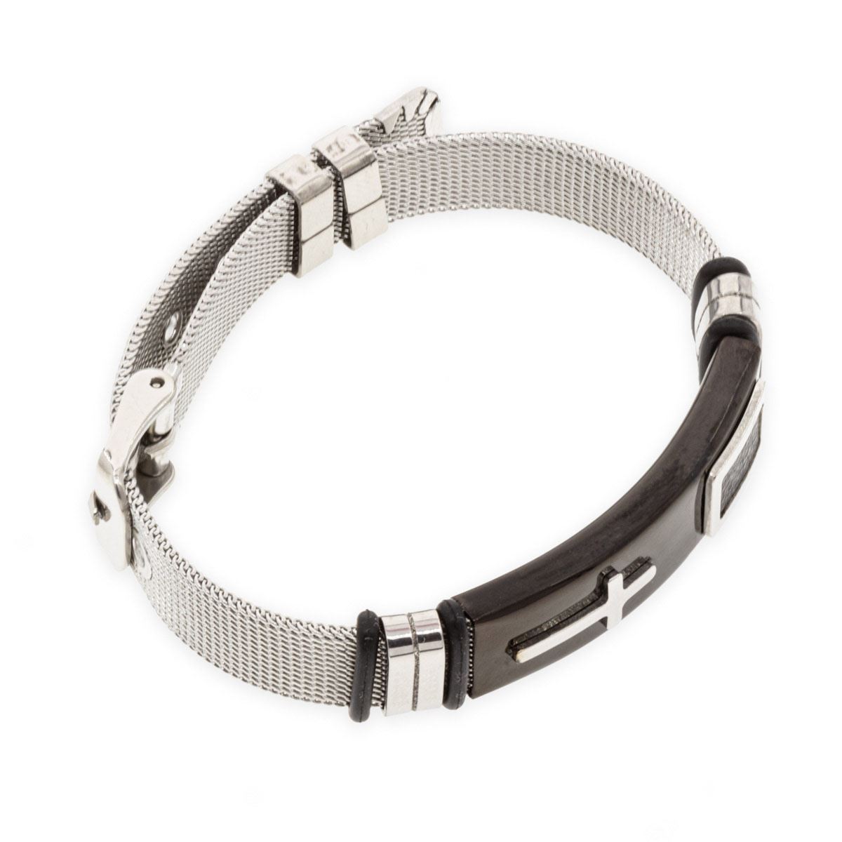 Pulsera acero in&oacute;xidable cruz-negro image number null