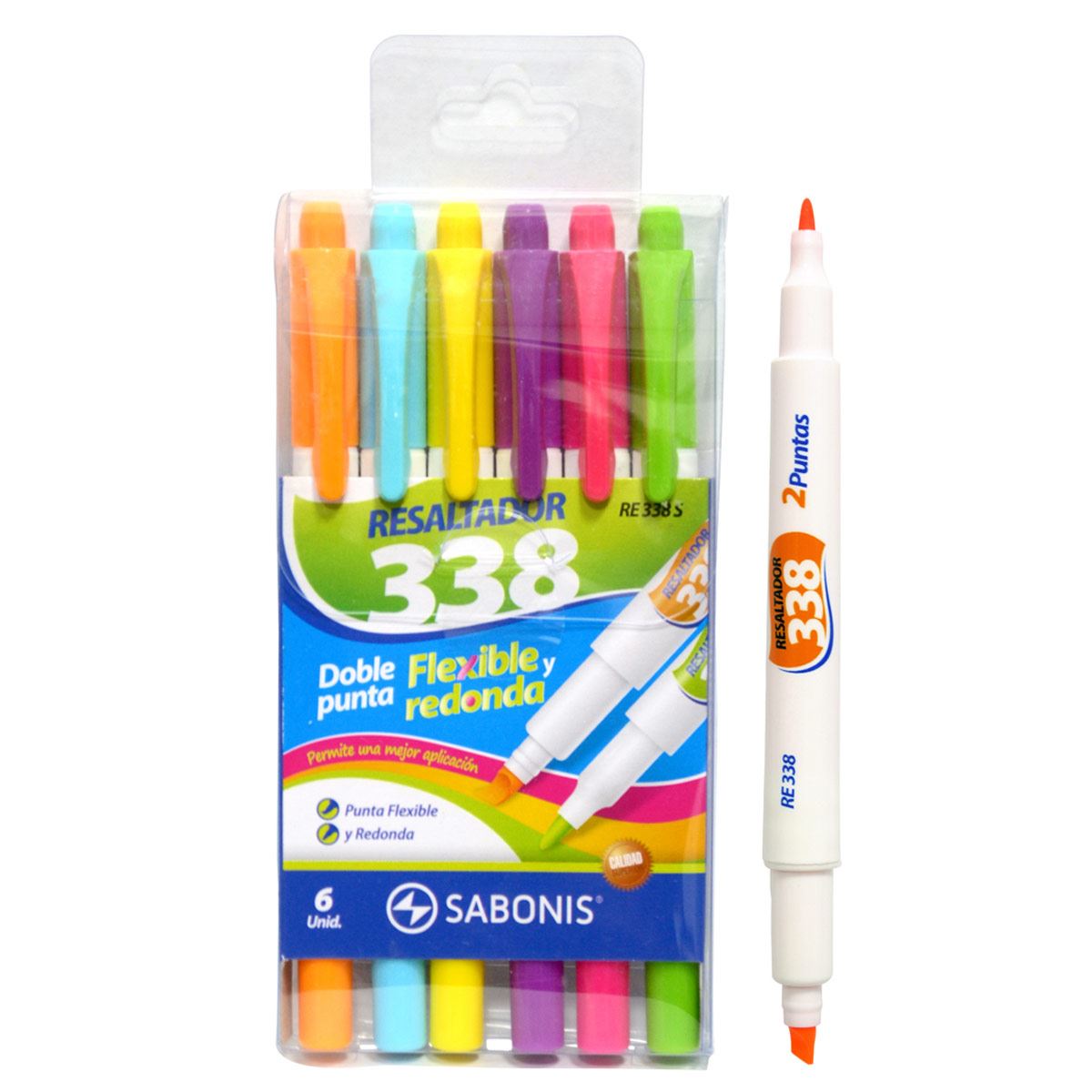 Set Resaltador doble punta 6 colores Sabonis image number null