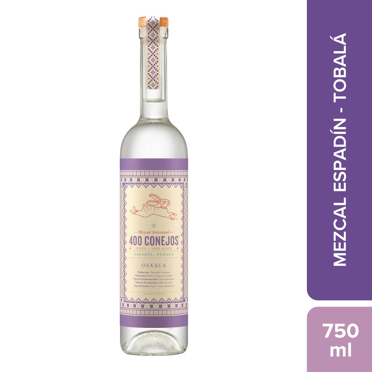 Mezcal 400 Conejos  Tobala Joven  750 ml image number null