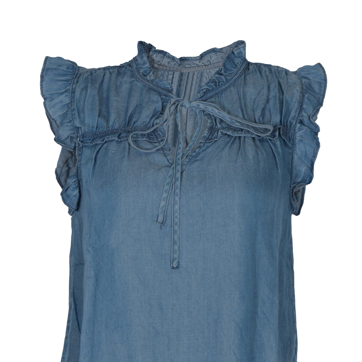 Blusa con escarolas Philosophy color azul talla chica para Mujer image number null