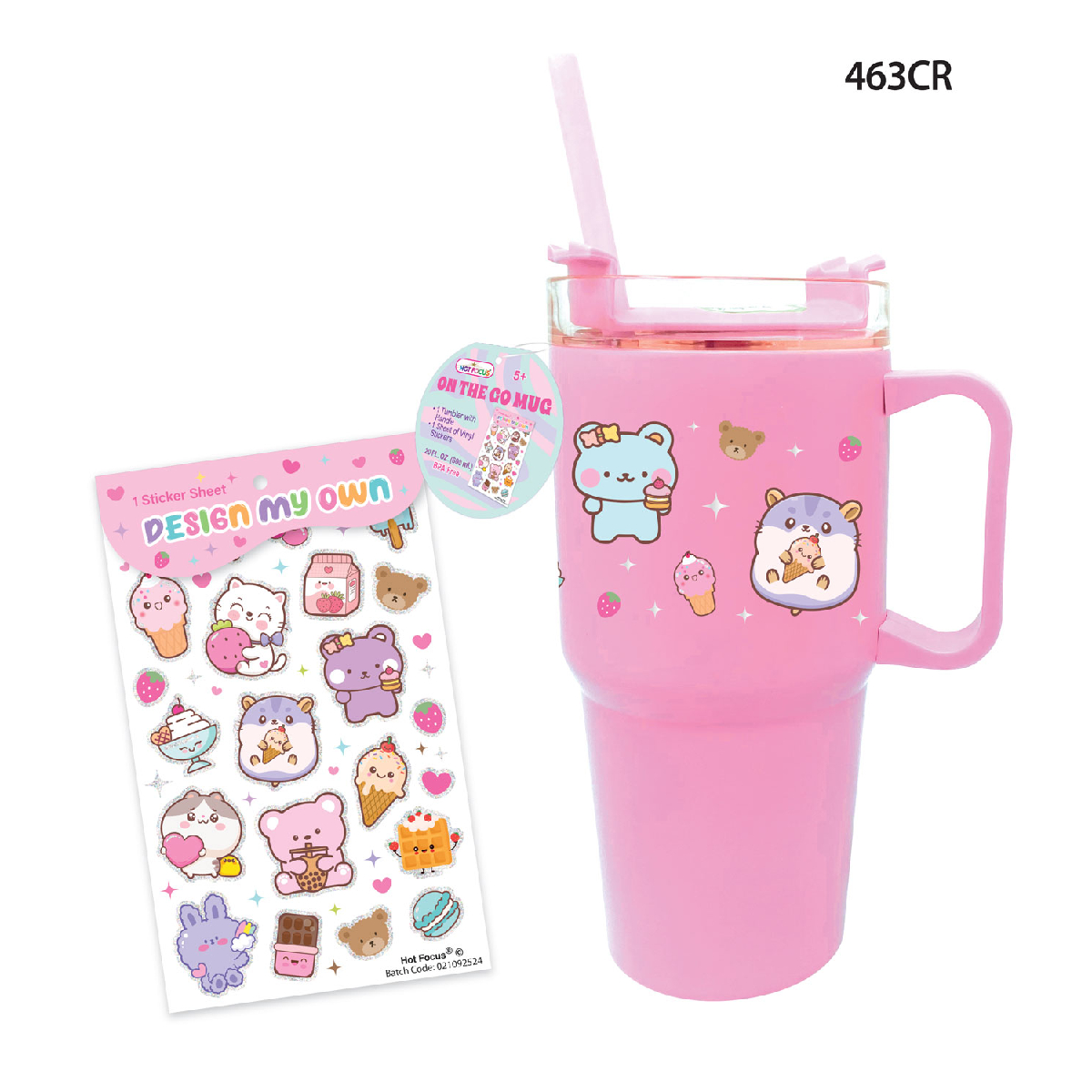 Tarro con Tapa y Popote Critter de 600ml. Hot Focus image number null