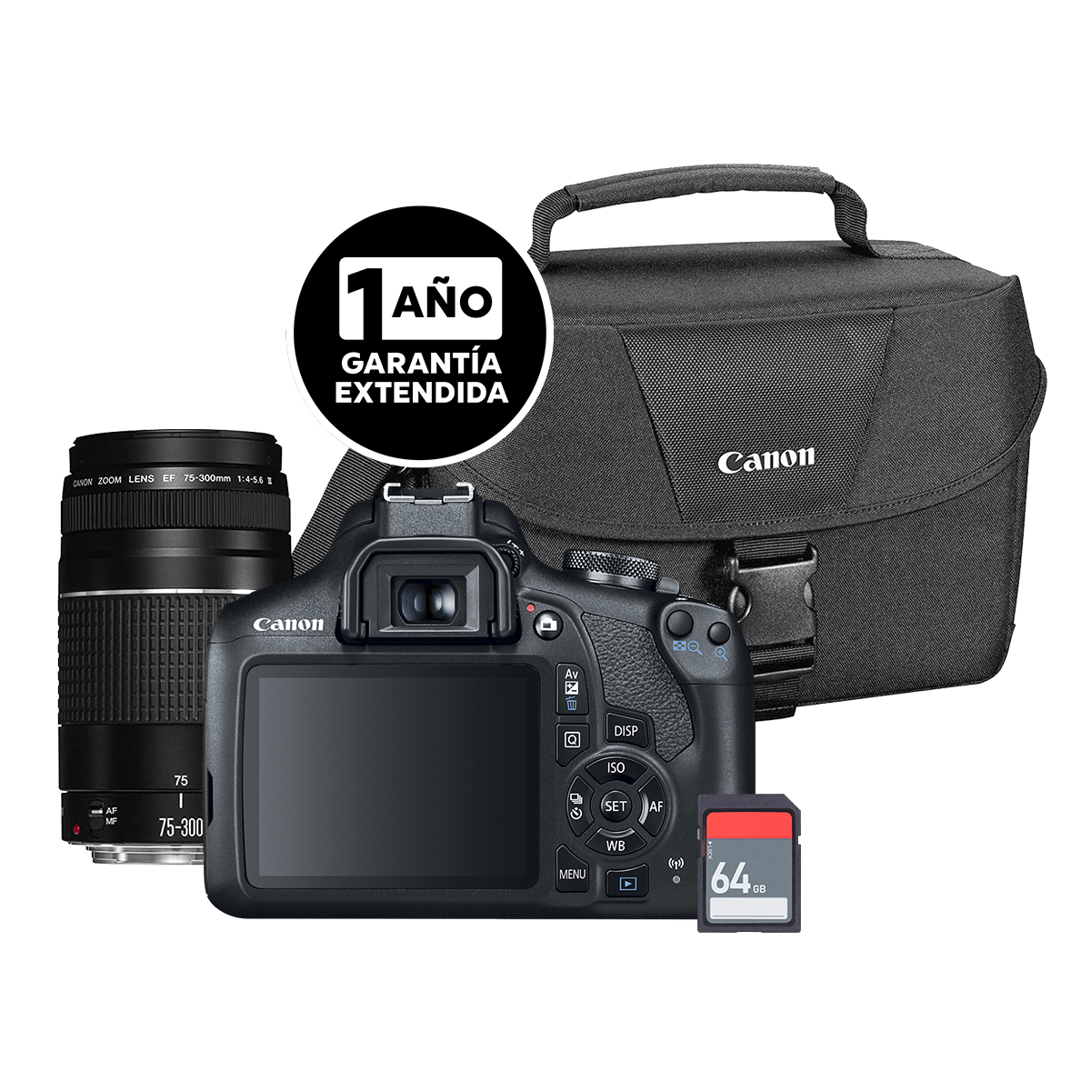 C&aacute;mara Canon Kit T7 Lente Ef-S 18&ndash;55mm y Lente Ef 75-300mm F/4 Bag 200es Sd G Ext image number null