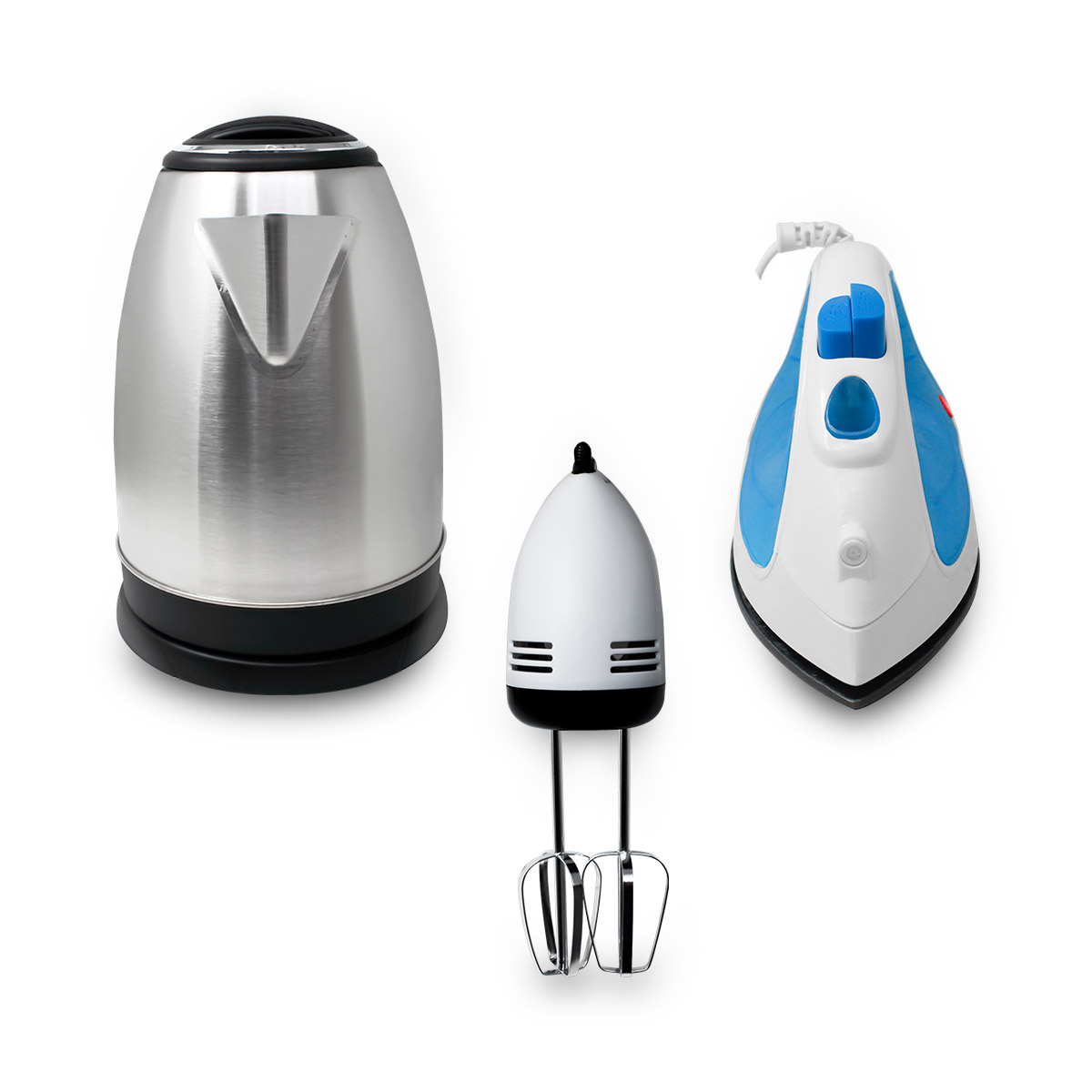 RCA Combo Básico de Electrodomésticos – Incluye Batidora de Mano, Tetera Eléctrica y Plancha de Vapor image number null