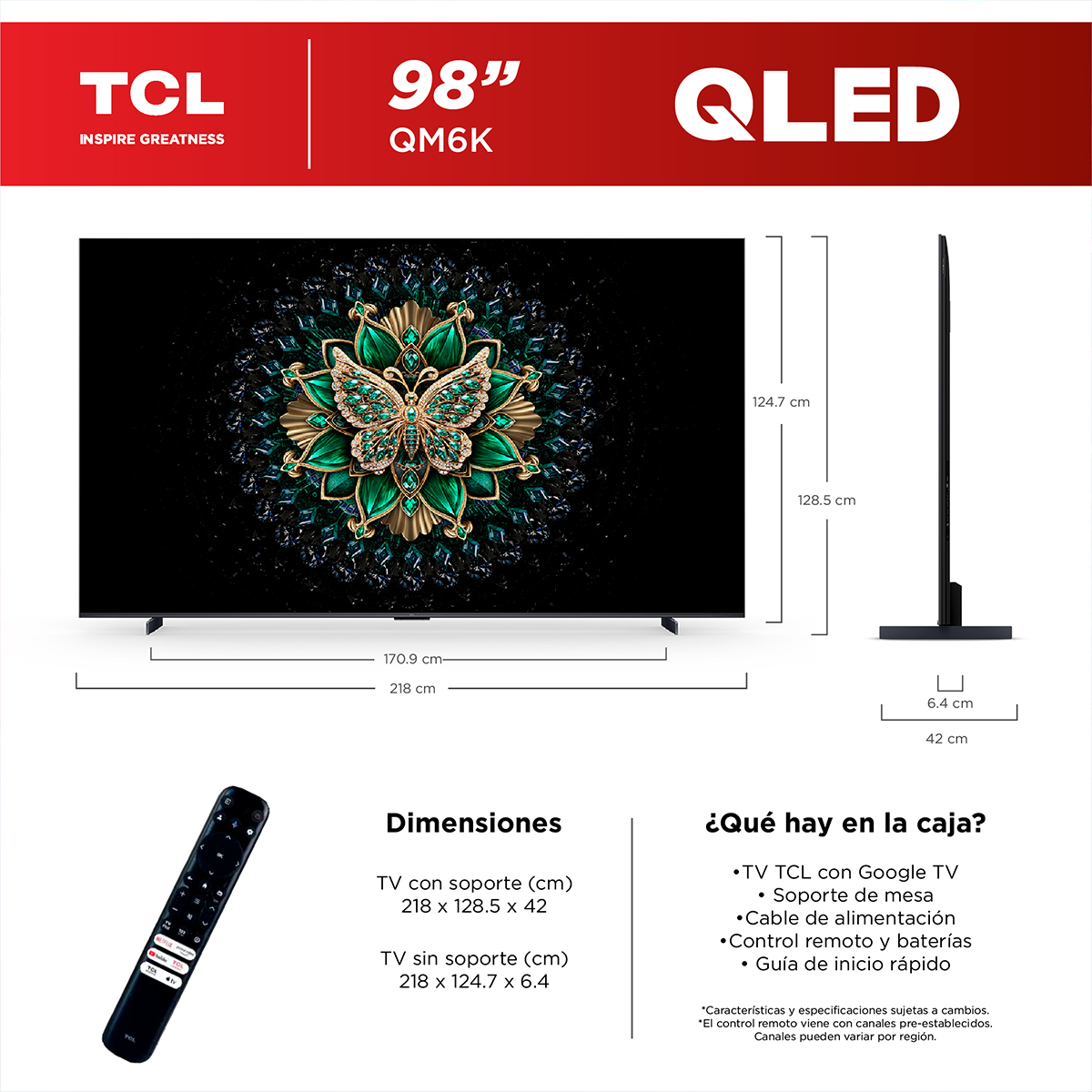 Pantalla Miniled TCL de 98 Pulgadas 4K 98qm6k image number null