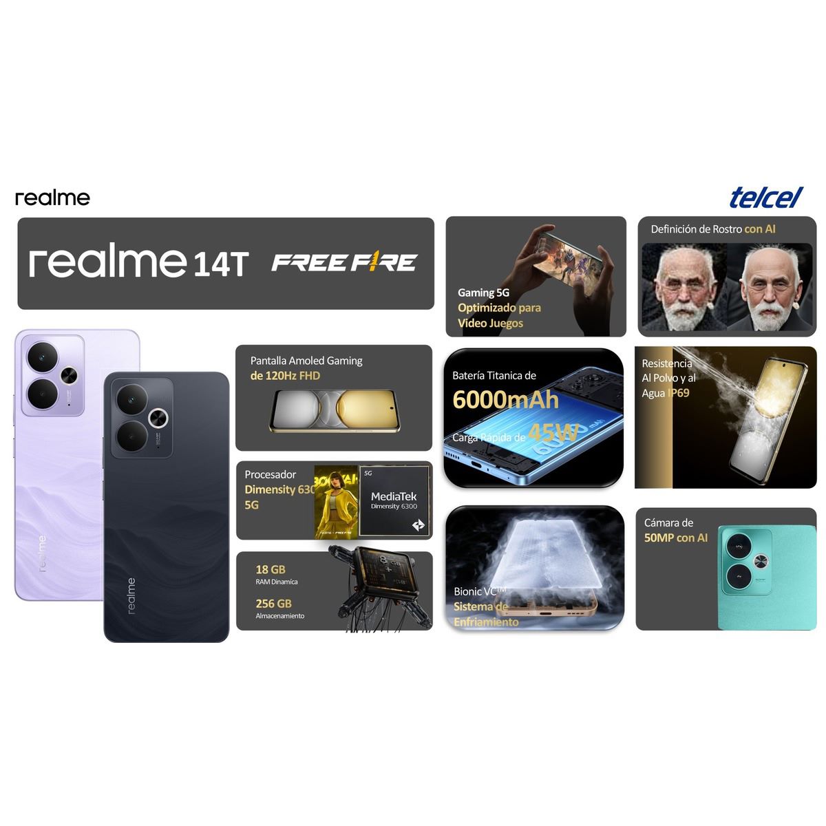 Realme 14T 5G 256GB Negro Telcel R4 image number null