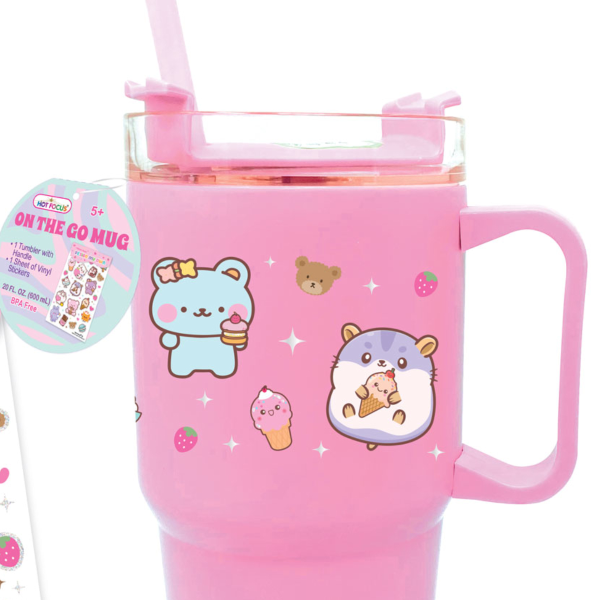 Tarro con Tapa y Popote Critter de 600ml. Hot Focus image number null